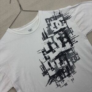 Y2K DC Shoes Mens Graphic T Shirt White Short Sleeve Neck Casual Top Size XL